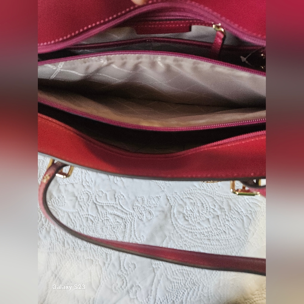 Michael Kors Burgundy and Gray Tote Bag - Picture 10 of 11